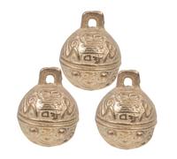 WOONEKY 3pcs Small Vintage Copper Bells for Dog Collars with Tiger Head Design Clear Sound Pet Bells for DIY Wind Chimes Feng Shui Decor Multi-pet Use
