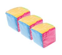 WOONEKY 3pcs Soft Giant Dice with Clear Card Slots Colorful Fuzzy Pocket Dice for Math Learning and Educational Games Safe Plush Cubes for Classroom and Family Use