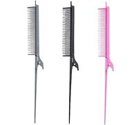 WOONEKY 3pcs Teasing Comb Fine Tooth Hair Combs for Men Women Professional for Easy Sectioning Parting Durable Hair Styling Tools Grey