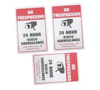 WOONEKY 3pcs Vintage No Trespassing Metal Tin Signs Retro Warning Wall Art for Home Bar Kitchen Garage Coffee Shop Decor Fade-resistant Camera Security Signs