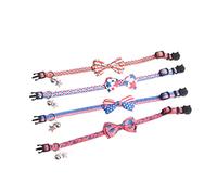 WOONEKY 4 Pcs Adjustable Independence Day Pet Collar Lightweight Patriotic Dog Collar with American Flag and Star Designs Comfortable Fit for Various Pet for Holiday Costumes and Gifts