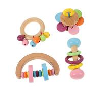 WOONEKY 4 Pcs Parrot Playing Durable Wooden Dumbbell Chewing for Pet Birds Bright Colors to Engage Parrots Safe and Design for Playtime Fun