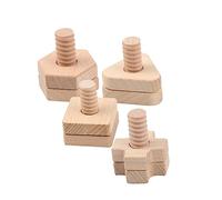 WOONEKY 4 Sets Wooden DIY Screw Educational Geometric Shape Blocks for Natural Material Non Toxic Enhances Hand Eye Coordination and Thinking Skills Safe Water Paint