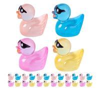 WOONEKY 40pcs Glow in The Dark Miniature Resin Ducks Set, Small Cartoon Figurines for Garden Decor, DIY Craft Accessories, Multi-color Tiny Ornaments for Home and Car Decorations