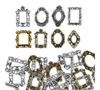 WOONEKY 40Pcs Mini Vintage Metal Photo Frame Nail Art Decorations Retro Oval and Square Picture Frames for Manicure Craft Nail Art Supplies