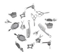 WOONEKY 40pcs Silver Alloy DIY Charm Pendants Mini Scissors and Mirror Comb Assorted for Jewelry Making Necklace Bracelet Keychain Craft Accessories