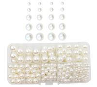 WOONEKY 440Pcs Small White Pearl Beads for Jewelry Making Abs Imitation Charms for Necklaces Bracelets Crafting Accessories for Bead Weaving Embroidery and Sewing