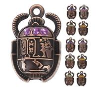 WOONEKY 48pcs Ancient Egyptian Scarab Charms with Inlaid Rhinestones Retro Beetle Pendants for DIY Necklace and Bracelet Jewelry Making Accessories Unique Cultural Design Mixed Colors