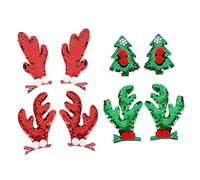 WOONEKY 4pairs Christmas Antler Hairpins Creative Xmas Tree Sequins Hair Clips for Festive Hair Decor Adorable Design for Holiday Parties