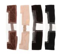 WOONEKY 4pcs Adjustable Elastic Velvet Wig Grip Bands with Ventilated Mesh Non-slip Headbands for Secure Wig Edges Moisture Management Breathable Hairdressing Accessories in Black Brown
