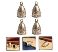 WOONEKY 4Pcs Antique Copper Wind Bells for DIY Crafts Small Portable Jingle Bell Charms for Hanging Decorations Vintage Ornaments for Garden and Home Decor