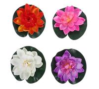 WOONEKY 4pcs Artificial Lotus Floating Flowers for Pool and Aquarium Realistic EVA Water Lilies with Hook for Indoor Outdoor Garden Wedding Party Decoration
