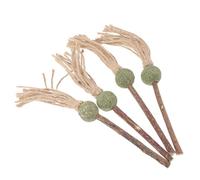 WOONEKY 4pcs Catnip Cat Teaser and Teasing Chew Toy Set Wood Catnip Brush Balls for Kitten Interactive Play