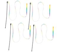 WOONEKY 4pcs Colorful Rainbow Ribbon Teaser Wands for Indoor Cats Interactive Cat Toys for Chasing and Playing Lightweight and Portable Pet Entertainment