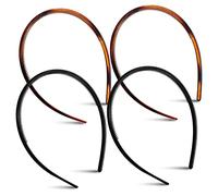 WOONEKY 4Pcs Delicate Headbands for Women Solid Color Reusable Hair Hoops Comfortable Decorative Headwear for Parties Proms and Everyday Use