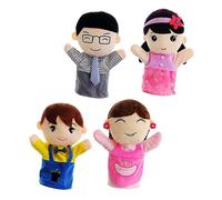 WOONEKY 4pcs Family Hand Puppets for Interactive Hand Dolls Including Mom Dad Boy Girl Soft Cloth Storytelling for Early Education and Parent Bonding