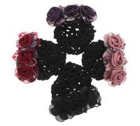 WOONEKY 4pcs Floral Design Hair Clips Lightweight Mesh Hair Net Snood with Flower Bun Holder Covers for Women and Ladies Korean Style Accessories
