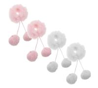 WOONEKY 4pcs Fluffy Plush Ball Hair Ties Cozy Soft Scrunchies for Women and Gentle Elastic Bands for Ponytails and Buns Warm Autumn Hair Accessories Cute Simple Design