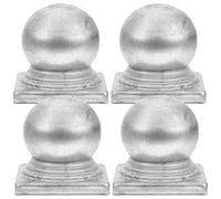 WOONEKY 4pcs Galvanized Metal Fence Post Caps Round Ball Cover for Posts Guardrail and Railing Protection Rust-Resistant Outdoor Finial and Traffic Barrier Columns