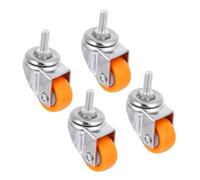 WOONEKY 4pcs General Use Industrial Nylon Caster Wheels with 1-inch M6×15 Threaded Stem, Orange Wear-resistant Swivel Chair Castors for Home and Office Furniture