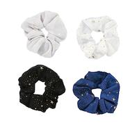 WOONEKY 4Pcs Gold Star Cloth Ponytail Hair Rope Chic Women Hair Accessories Lightweight Decorative Bands for Daily Wear