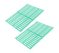 WOONEKY 4pcs Green Plastic Rabbit Cage Floor Mats with Corner Litter Pan Design, Small Animal Cage Pads for Bunny Bedding and Pee Protection in European Style