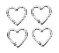 WOONEKY 4pcs Heart Keychain Carabiner Clips Zinc Alloy Spring Snap Hooks with Open Clasp Design Lobster Keychain Clips for Bags Backpacks Outdoor Camping and Travel