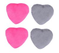 WOONEKY 4pcs Heart Shape Cotton Powder Puff for Makeup Application High Density Cosmetic Cushions for Smooth Blending Washable and Reusable Face Puff Grey and Rose Red