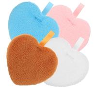 WOONEKY 4Pcs Heart Shaped Breathable Makeup Powder for Women Soft Cotton Cosmetic Sponges for Loose Powder Foundation Concealer Blush Application Gentle and Oil Absorbing Beauty Tools