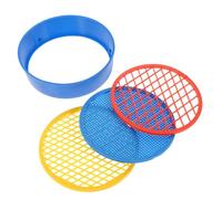WOONEKY 4pcs Hourglass Sieve Toys Plastic Sifter Sifting Pan Strainer Toys for Beaches Sandbox Fine Sand Scenario Random Color