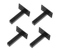 WOONEKY 4pcs Industrial Shelf Brackets Metal Floating Shelf Bracket Heavy Duty Shelving Wall for Hanging Metal for Hanging Kitchen Rack Black