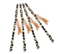 WOONEKY 4pcs Interactive Cat Teaser Sticks Leopard Kitten for Indoor Cats Safe Long Handle for Finger Protection Engaging Pet Supply and Play