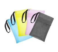 WOONEKY 4pcs Mesh Soap Pouch Exfoliating Soap Bag for Shower Body Cleansing Drawstring Reusable Net Bags for Bathing