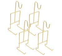 WOONEKY 4pcs Metal Wire Tea Cup Display Stand Multipurpose Cup and Saucer Holder Rack for Kitchen Countertop Sturdy Espresso Coffee Mug Organizer with Elegant Gold Finish