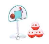 WOONEKY 4Pcs Mini Bird Basketball Stand Plastic Parrot Educational Training Plaything for Budgies Parakeets and Caged Birds Interactive Pet Exercise Random Color