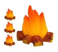WOONEKY 4Pcs Miniature Campfire Decoration Dollhouse Fake Fire Ornaments for Micro Landscapes Stylish Bonfire Accessories for Home Office Decor Realistic Flame Design