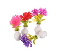 WOONEKY 4pcs Miniature Dollhouse Artificial Potted Flowers Realistic Tiny Bud Vase Decoration for Fairy Gardens Miniature Plant Flowers with Vivid Colors and Craftsmanship