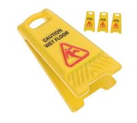 WOONEKY 4pcs Miniature Warning Signs Set for Dollhouses and Fairy Gardens Plastic Mini Safety and Wet Floor Notices Realistic Yellow Caution Boards for Dioramas and Model Houses