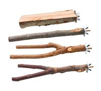 WOONEKY 4Pcs Natural Wood Bird Perch for Cages Parrot Stand Paw Grinding Stick Play Easy to Install for Budgies Cockatiels Birds