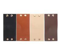 WOONEKY 4pcs Pu Leather Hair Ties Set, Thick Reusable Ponytail Holders with Decorative round Rings, Multi-color Black, Camel, Brown, Coffee, Suitable for Women’s Hair Styling