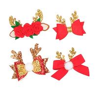 WOONEKY 4pcs Reindeer Hair Accessories Christmas Tree Hair Clips Antlers for Kids Girls