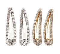 WOONEKY 4pcs Rhinestone Snap Hairgrip Clip for Women Fine Hair Hair Accessories Glitter Side Clamp Hairpin