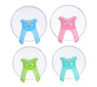 WOONEKY 4pcs Silent Hamster Exercise Wheels Flying Saucer Shape Chew-resistant Mouse Running Spinner for Small Pets Mice Gerbils Hedgehogs with Transparent Trays
