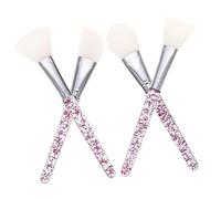 WOONEKY 4pcs Silicone Face Mask Brush Set with Spatula Fan Tongue Heads, Facial Mask Applicator Tools for Skincare, Reusable Beauty Brush for Home Spa and Makeup Application