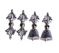 WOONEKY 4pcs Vintage Buddhist Vajra Bell and Pestle Pendant Tibetan Ornaments for Necklace Craft Retro Style Desk Decoration Accessories