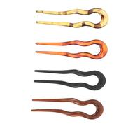 WOONEKY 4pcs Vintage Leopard Print U-shaped Hair Stick Set Chinese Ancient Style Chignon Pins for Women Easy Bun Styling Tools Suitable for All Hair Types and Elegant Updos