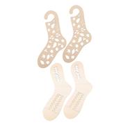 WOONEKY 4pcs Wooden Sock Blockers Hand Knitted Sock Molds for DIY Knitting Stretchable Leaf and Stripe Patterns Smooth Surface Stocking Display Models for Shaping and Crafting
