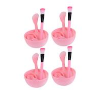 WOONEKY 4sets Diy Facial Mask Tool Set Kit with Mixing Bowl Brush Spoon and Spray Bottle for Easy Skin Care and Facial Treatments Home Use and Travel Pink
