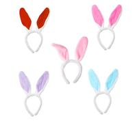 WOONEKY 5 Pcs Plush Bunny Ear Hair Hoops Lightweight Headbands for Cosplay Theme Parties Photography Props Random Colors Comfortable Durable Design for Adults Random Color