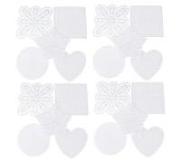 WOONEKY 50 Pcs Embroidery Plastic Canvas Mesh Sheets for Cross Stitch DIY Crafting Lightweight PE Material with Heart Square Pentagram and Round Shapes for Knit and Crochet Projects